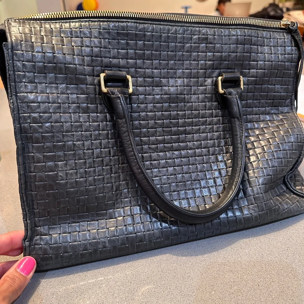 Clare V Black Woven Leather Tote - Picture 4 of 12